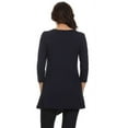 thumbnail image 4 of Women's Trendy Style 3/4 Sleeves Button Trim Solid Top, 4 of 4