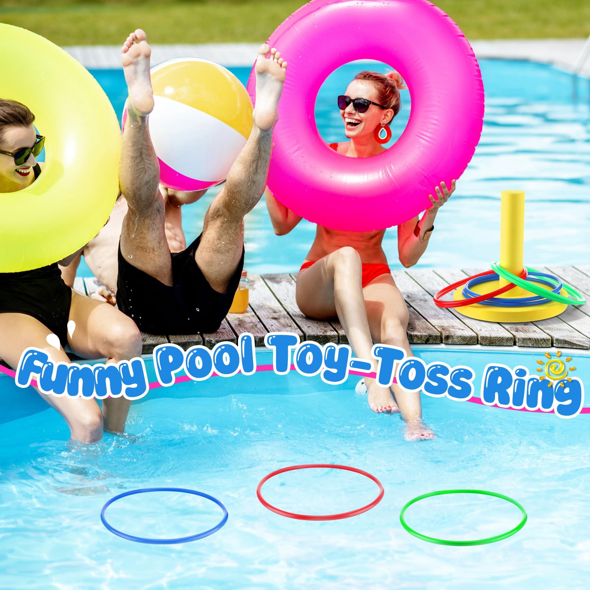 Pool Ring Toss Game EVA Float Summer Outdoor Beach Yard Party