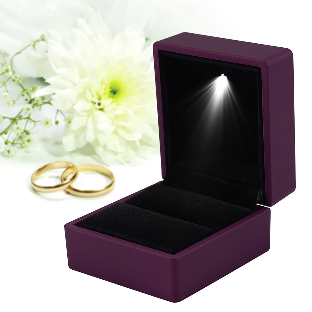 WALFRONT 4 Colors Fashionable LED Lighted Ring Storage Box Jewelry