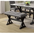 thumbnail image 2 of Upholstered Gray Linen Fabric Counterheight Bench with Tufts, 2 of 3
