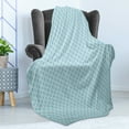 thumbnail image 4 of Modern Soft Flannel Fleece Throw Blanket, Pool Water Wavy Lines Circled Web Like Design with Backdrop Art Print, Cozy Plush for Indoor and Outdoor Use, 50" x 70", Pale Blue and White, by Ambesonne, 4 of 5