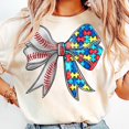 thumbnail image 1 of ALVORD T-Shirt de Jour de Match de Sensibilisation Rétro Style Doux Baseball Autisme Nœud P-5TG, 1 of 3