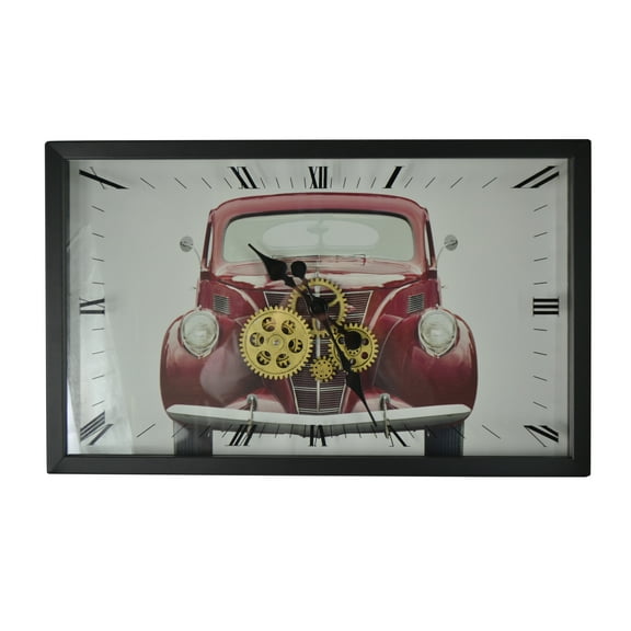 22" Moving Gear Wall Clock Red Hotrod