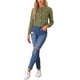thumbnail image 2 of CHAQUETA DE DENIM CORTA DE MANGA LARGA SIN COLLAR PARA MUJERES INSPIRE CHIC XL VERDE EJÉRCITO, 2 of 5