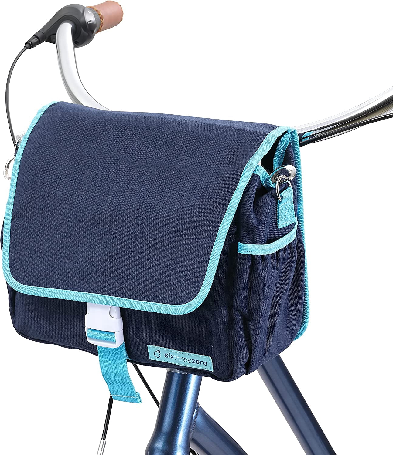 sixthreezero Bicycle Pannier Bag Rear Rack Trunk with Waterproof, Clip On Frame Mount, Shoulder Strap, Navy