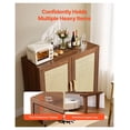 thumbnail image 5 of Rattan Storage Cabinet - 2 Door Accent Cabinet with Shelves - Khaki Sideboard Buffet for Living Room, Entryway, Kitchen - Adjustable, Wooden Legs, 5 of 9