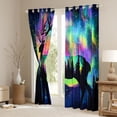 thumbnail image 3 of Homewish Wild Deer Silhouette Black Out Curtains,Jungle Animal Curtains Pack of 2 (42x63 Each),Colorful Aurora Starry Sky Bedroom Curtains For Boys Kids,Breathable Home Decor, 3 of 6