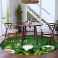 thumbnail image 3 of Large Round Rug 8Ft Washable Non-Slip, St. Patrick's Day Circle Area Rugs for Living Room Bedroom, Green Gnomes Shamrock Gold Coin Wood Grain Indoor Floor Mats Carpet Runner for Home Decor, 3 of 8
