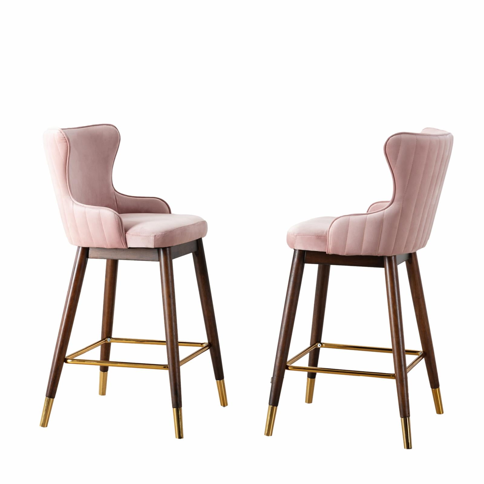 Roundhill Furniture Leland Fabric Upholstered Wingback Bar Stools, Set