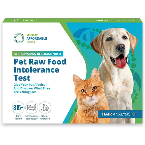 5Strands Pet Raw Food Intolerance Test, at Home Sensitivity Test for Dogs & Cats, 270 Items, Hair Analysis, Accurate for All Ages and Breed, Results in 7 Days - Chicken, Beef, Duck