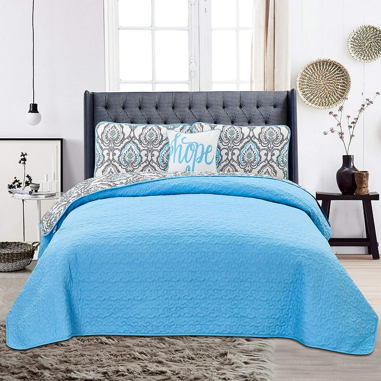 Hannah Linen Twin Size Quilts Set Microfiber 3 Piece Down