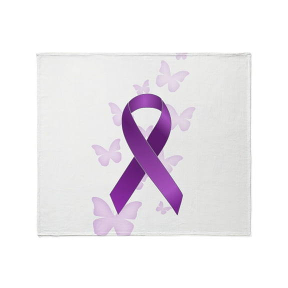 CafePress - Purple Awareness Ribbon Throw Blanket - Soft Fleece Throw Blanket, 50"x60" for All Ages