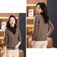 thumbnail image 5 of Women Vintage Splicing Panelled Sweaters Autumn Winter Streetwear Fashion Mock Neck Long Sleeve Casual Slim Knitted Pullovers, 5 of 5