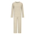thumbnail image 4 of SDNall Womens Long Sleeved Plain Knitted Casual Two-piece Blouse Pants Knitting Sweater, 4 of 9