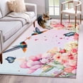 thumbnail image 2 of Pink Flower Area Rugs Collection 2.7'x5', Spring Floral Elegant Butterflies Birds Farmhouse Non Slip Indoor Rectangle Throw Runner Rug Floor Mat Carpet for Living Room Dining Table Bedroom Nursery, 2 of 9