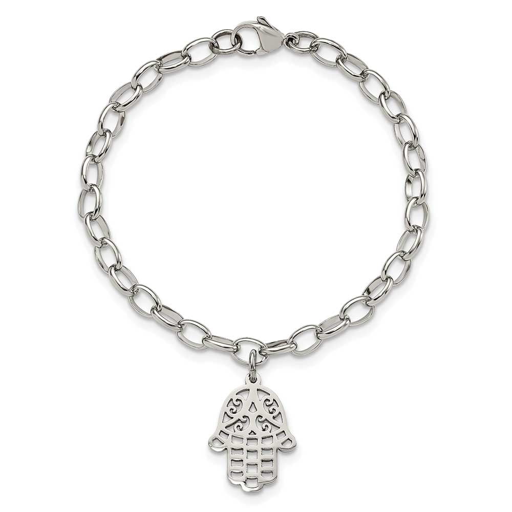 Primal Steel Stainless Steel Chamseh/Hamsa 7in Bracelet