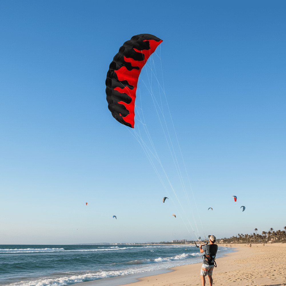 Vjnyvs Flame Design Parachute Kite Double Line Stunt Soft Parafoil Kite Surfing Sport Kites for Outdoor Beach Activity Games for Adults