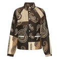 thumbnail image 5 of Jackets for Women Winter Coat Jackets Flannel Stand Collar Jacket(Brown Paisley Patchwork Design,Size:S-4XL), 5 of 7