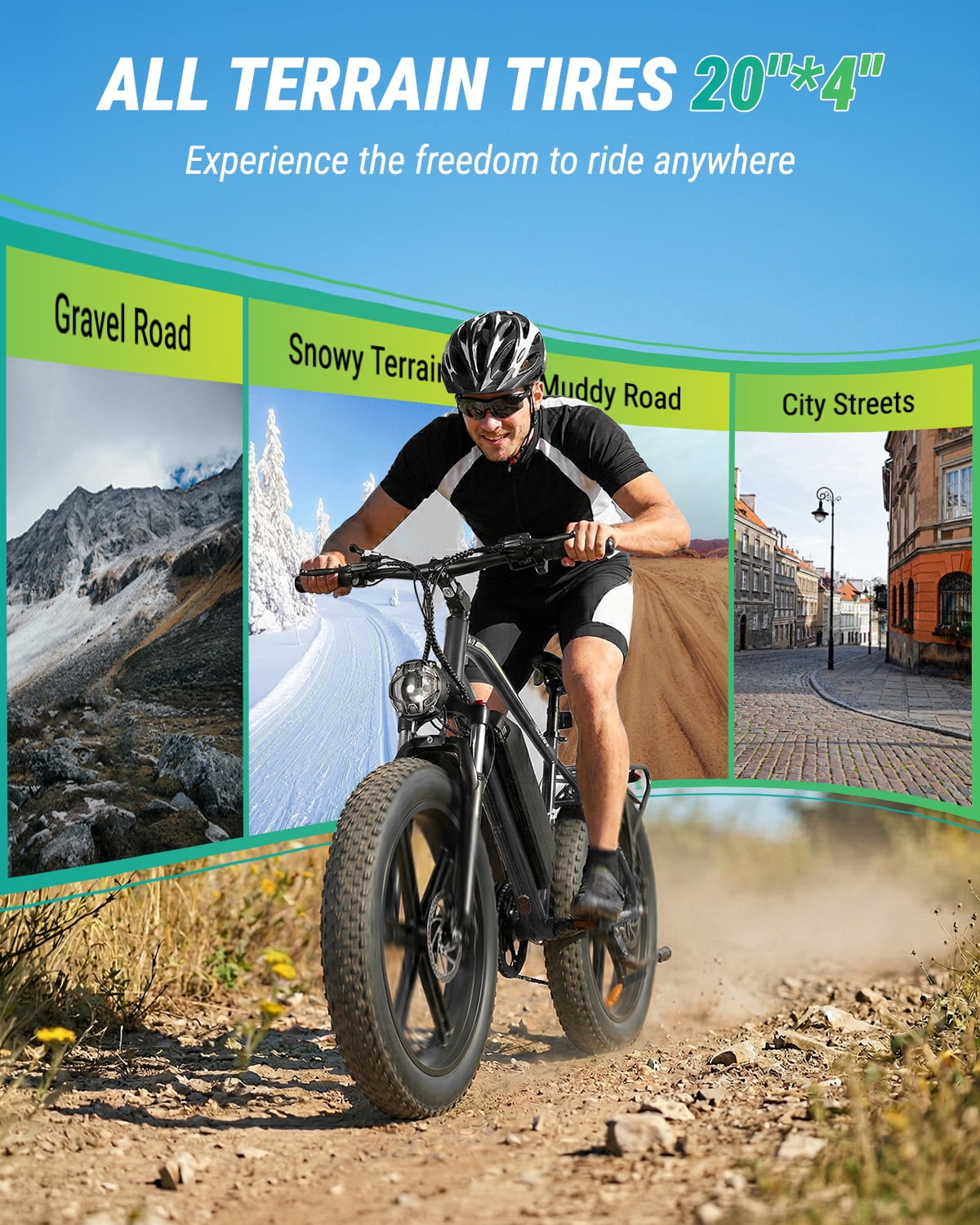 OUXI Electric Bike for Adults, Peak 1000W Electric Bicycle, 48V/13Ah Battery, Up to 25MPH, 20'' Fat Tire Ebike, 38 Miles Range Mountain Bike for Cycling, 7 Speed E Bike, E-bike UL2849