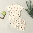 thumbnail image 3 of Gbsyewxs Girls Outfits Sets 2 Piece Crew Neck Short Sleeve Strawberry Print Tops And Elastic Wasit Shorts Set Homewear Summer Toddler Outfits Light Pink Size 2-3 Years, 3 of 3