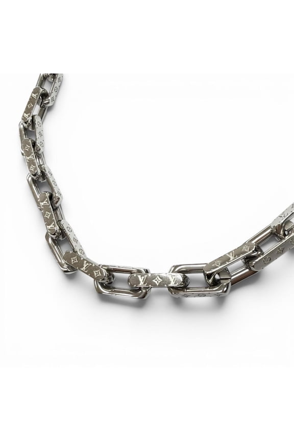 Pre-Owned LOUIS VUITTON M00307 Collier Chain Monogram Necklace, Silver, Made in Italy, Men's...