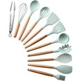 thumbnail image 1 of Kitchen Silicone Utensil Set, 9/10/12PCS Silicone Wooden Handle Cooking Utensils Set Non-Stick Spatula Shovel Cooking Tools Cooking Kitchen Gadgets Tools (Black 9Pcs-A), 1 of 7