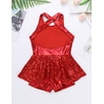 thumbnail image 4 of DPOIS Kids Sequin Leotard Dress Jumpsuit Jazz Dance Costume for Girls Red 16, 4 of 7