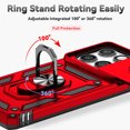 thumbnail image 3 of Kryonix for Motorola Moto Edge 2025 6.7” case,Military Grade Drop Impact,360 Metal Rotating Ring Kickstand Holder,Camera Lens Slide Protection Case,Armor Shockproof Case,TPU Bumper,Red, 3 of 11