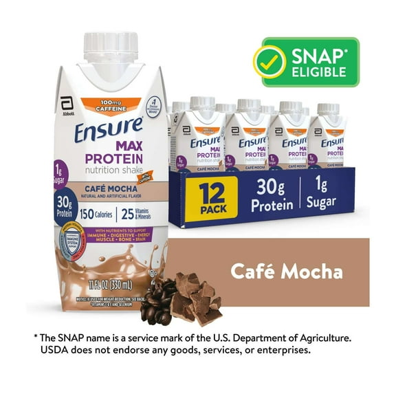 Ensure Max Protein Nutrition Shake, Cafe Mocha, 11 fl oz, 12 Count