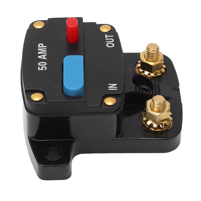 Disjoncteur de Fusible Audio, Porte-Fusible Stéréo Résistant à la Pression Haute Sensibilité Résistant à l'Usure Réinitialisation Manuelle pour Système Audio Stéréo 50A