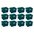 thumbnail image 1 of Sterilite 20 Gallon Plastic Storage Container Box & Lid, Teal (12 Pack), 1 of 5