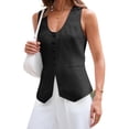 thumbnail image 6 of Summer Scoop Neckline Women Solid Slim Fit Button Down Vest Waistcoat Tops, 6 of 9
