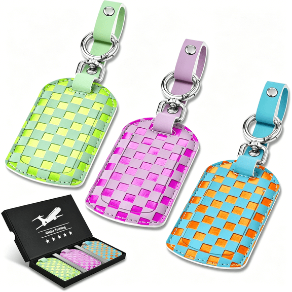 GASTROPOD Leather Luggage Tag for Suitcases:3Pcs Bright&Cute Luggage Tags for Suitcase Tsa Approved,Privacy Travel Bag Tags for Luggage Is Airplane Travel Essentials,Travel Luggage Accessories