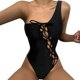 thumbnail image 5 of Gibobby Traje de baño sexy de una pieza Traje de baño ajustado con tirantes y hombros descubiertos para mujer, traje de baño de una sola pieza, traje de (Negro,XL), 5 of 5