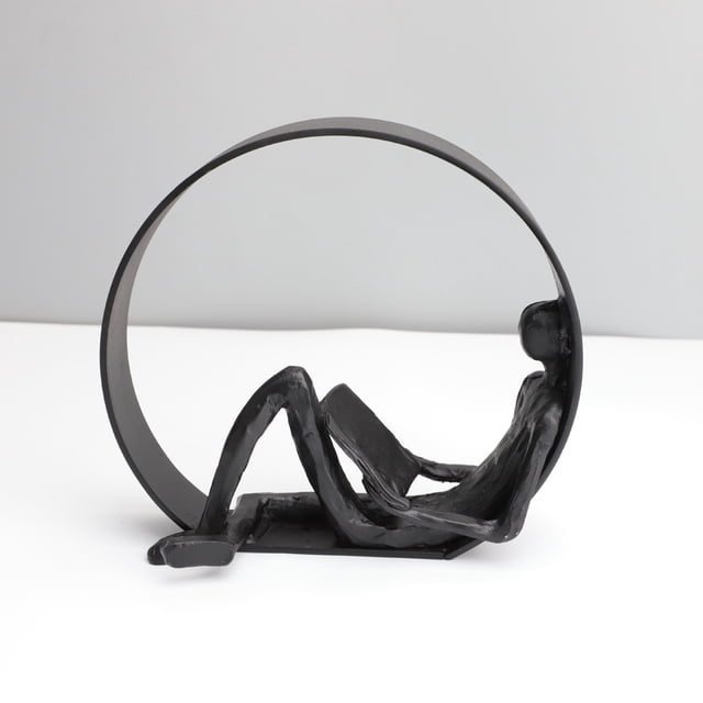 Pieza decorativa de escultura de hierro, regalo para lectores, profesores y más, objeto decorativo antiguo para el hogar, la oficina, la mesa y el escritorio, 7 x 7,6 x 17, 8 cm JAMW Sencillez