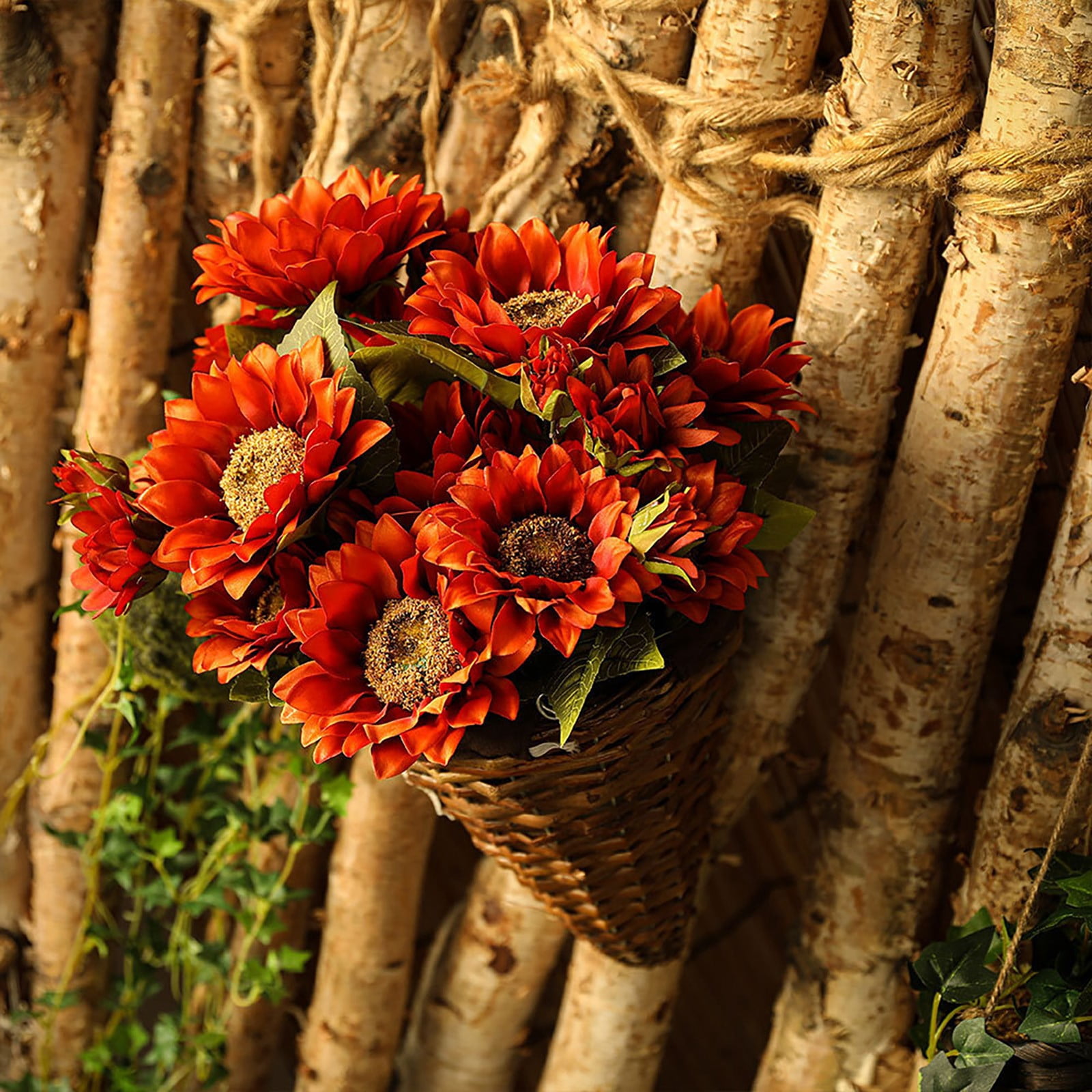 FXMLRLK 1 Bunch 11.8" W x 19" H Large Sunflowers Artificial Flowers with Long Stems Silk Fake Big Sunflowers Bouquet Faux Sunflower Arrangement for Home Vase Wedding Garden DIY Fall Decor,Blue