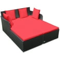 thumbnail image 1 of Topbuy Patio Rattan Daybed with Cushions and 4 Pillows, Red, 1 of 10