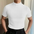 thumbnail image 2 of Mlzmgr Mens Tops Half High Neck Short Sleeve Comfy Fitting Solid Color Knit Tee Shirts Summer Fashion, 2 of 7