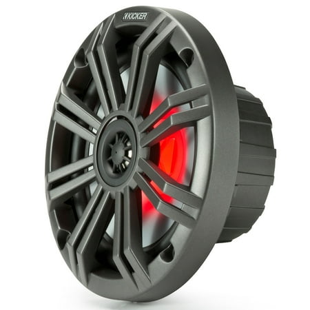 KICKER 45KM654L - KM-Series 195W 2-Way 4-Ohm 6.5" Charcoal/White Flush Mount Speakers with LED Lights, Pair