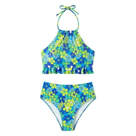 Sngxgn Women Swimsuit Bikini Set High Waisted Push up Cheeky Drawstring Two Piece Bathing Suit(Blue XL)