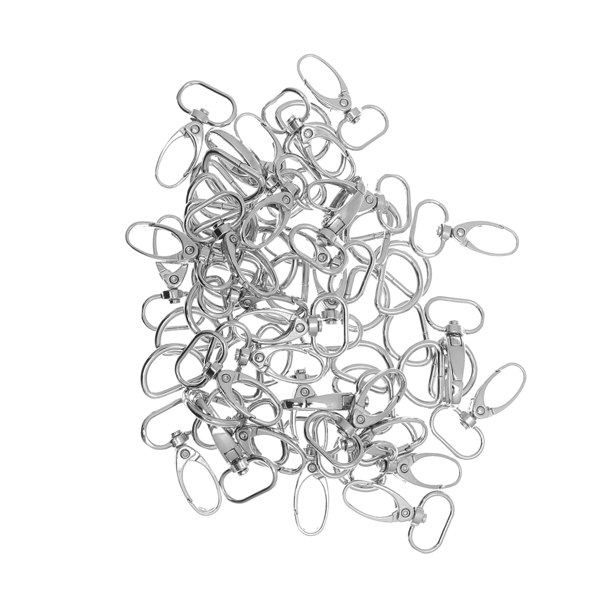 RENACLIPY 30Pcs Plated Silver Swivel Snap Hooks with D Rings for Key Chains and Bags