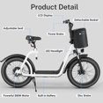 thumbnail image 5 of SANOPY Max Electric Bike for Adults with 819W Peak Motor, 30Miles 20MPH Commuting Electric Scooter with Adjustable Seat & Carry Basket, 20" Tires, Gray, 5 of 8