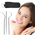 thumbnail image 4 of Tooth Care Tooth Cleaning 3Pcs Stainless Steel Tooth Hygiene Kit Tooth Tooth Scraper Probe Tweezers Tool, Household Toothpicks, 4 of 8
