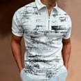 thumbnail image 2 of Outfmvch T-Shirts pour Hommes, Imprimé Éclaboussures d'Encre, Fermeture Éclair, Col Rabattu, Manches Courtes, Hauts pour Femmes, Blanc, 2 of 7