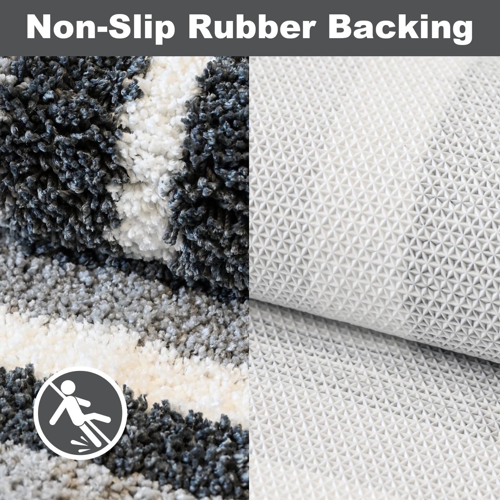 Vaparinckl Bathroom Rug, Extra Soft Microfiber Absorbent Non-Slip Bath Mat for Shower and Sink,Plush Machine Washable Carpet, 24"x36", Dark Gray and White