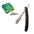 thumbnail image 5 of Classic Samurai Stainless Steel Professional Barber Straight Razor with 100 Derby Single Razor Blades (Black W/Pattern), 5 of 6