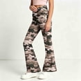 thumbnail image 5 of Spazoro Girls Flare Pants with Pockets, Camo Print High Rise Button Zip Loose Fit Lightweight Bell Bottom Trousers for Street Daily Wear Camouflage Size 9-10, 5 of 7