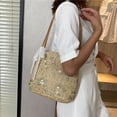 thumbnail image 3 of Firefly hope Bolso de hombro tejido para mujer, bolso de mano y neceser, elegante bolso de playa de verano, 23 x 8 x 21 cm (caqui)., 3 of 5