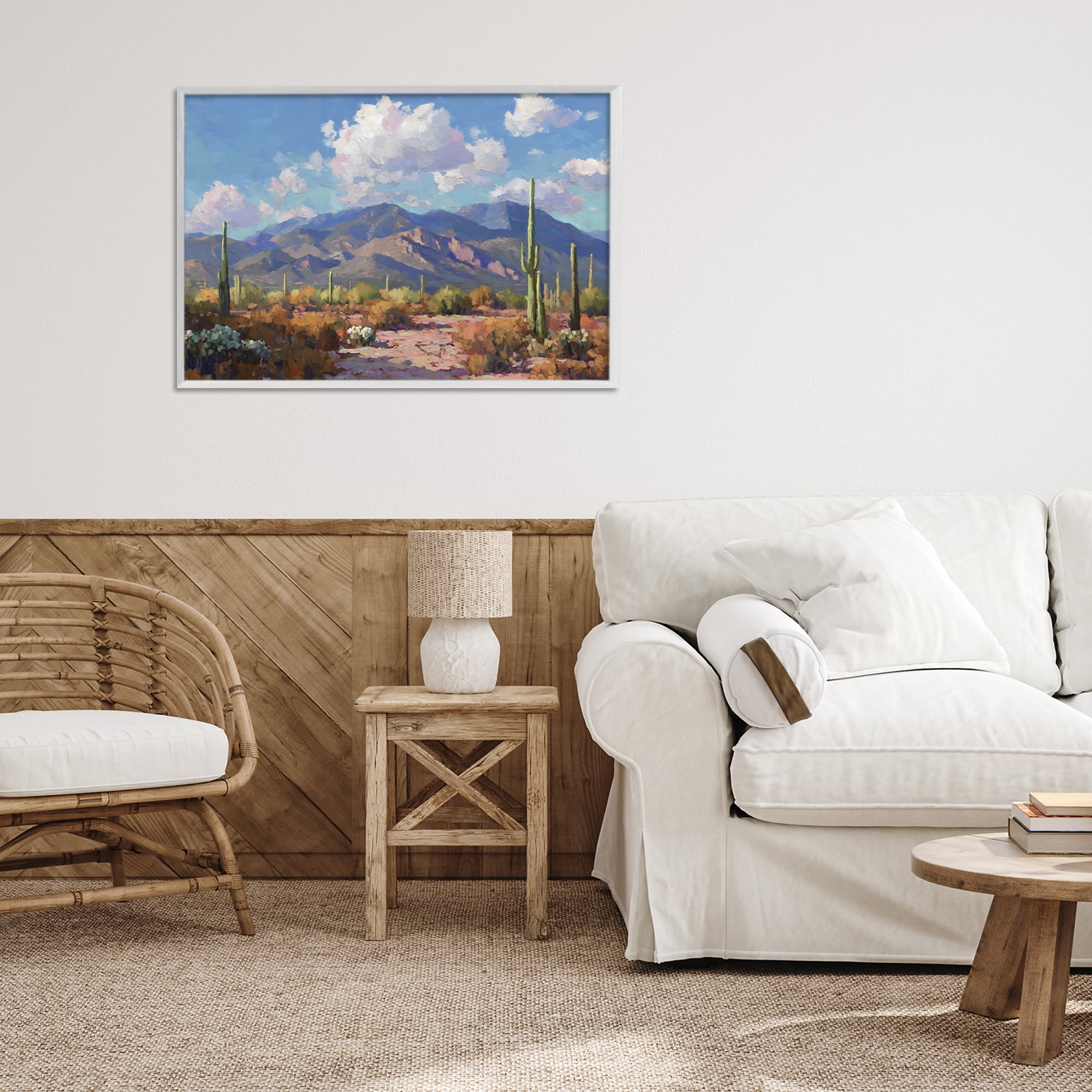 Stupell Industries Desert Mountains at Sunset Glow White Framed Giclee Art, design by Gina Kelly