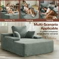 thumbnail image 3 of Korser 68.5'' Oversized Chair Chaise Lounge Indoor with Throw Pillows and Armrests Corduroy Upholstered Sofa Bed for Living Room,Teal, 3 of 7